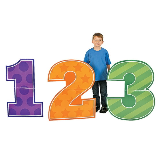 Fun Express - School Days 123 Standup (3pc) - Party Decor - Large Decor - Floor Stand Ups - 3 Pieces