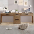 thumbnail image 3 of DreamCurship 78 inch Two Person Desk with 5 Drawers, Computer Desk with Storage for 2 People, Home Office Workstation Desk, Modern Writing Table, Brown, 3 of 7