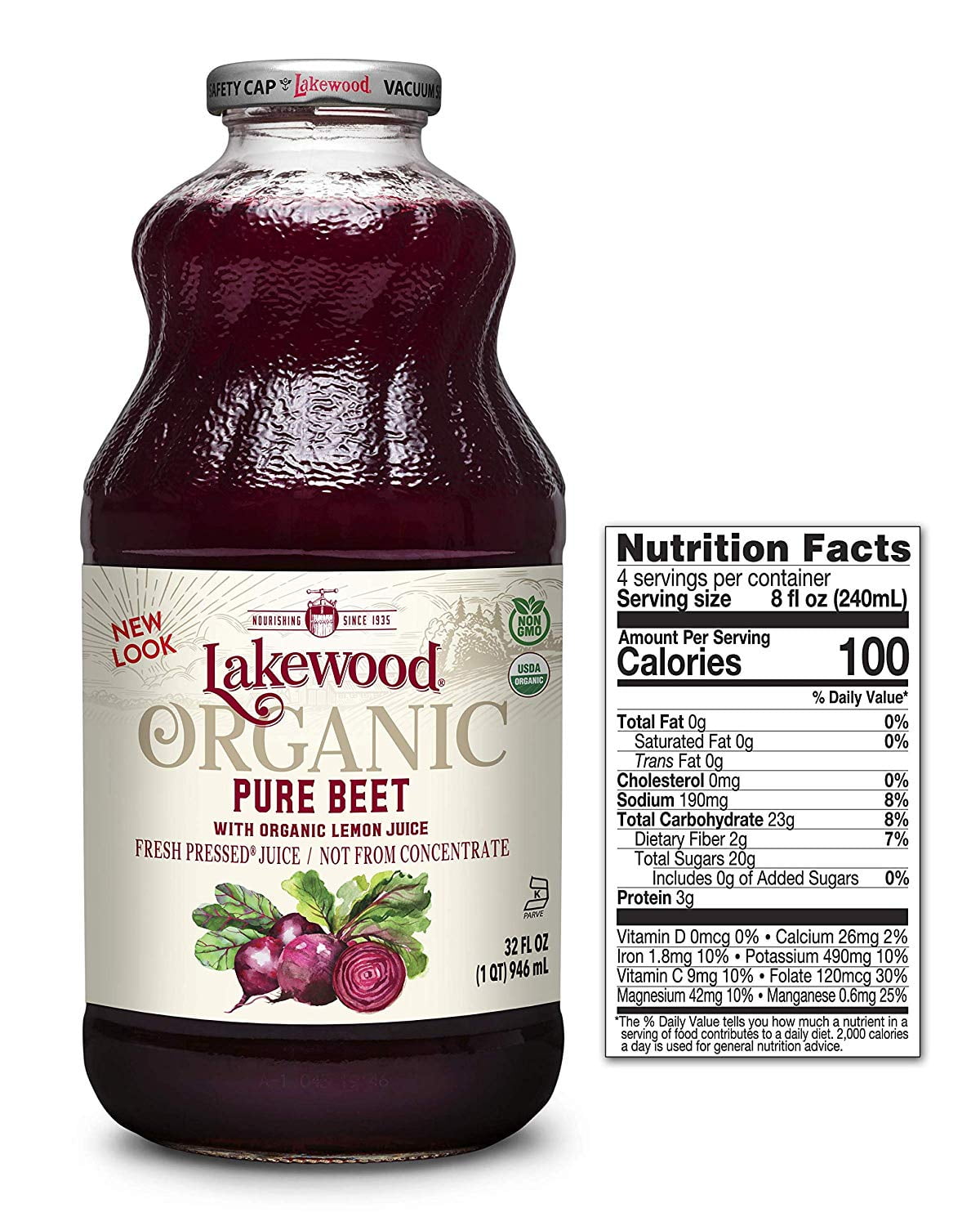 Lakewood Organic Beet Juice, 32 Ounce Bottle (Fruit Juice Pack of 6 ...