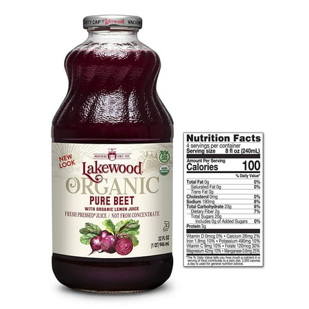 Lakewood Organic Beet Juice, 32 Ounce Bottle (Fruit Juice Pack of