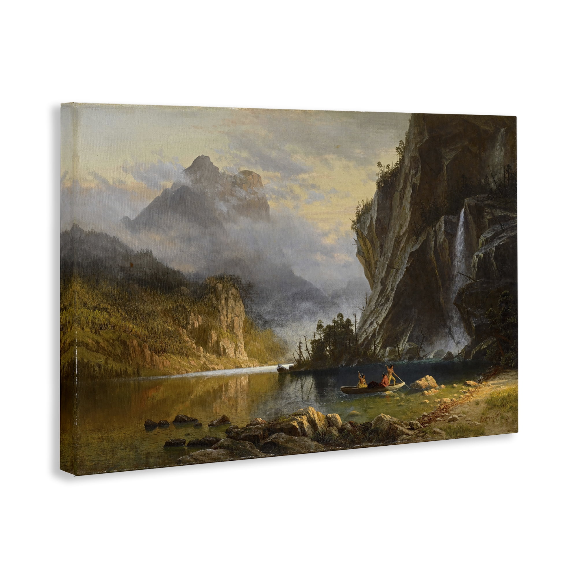 Stupell Industries Classical Spear Fishing Landscape & Nature Painting Wrapped Canvas Art Print Wall Art, 36 x 24