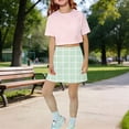 thumbnail image 2 of CPNG Girl's Athletic Skorts Sporty Skirts with Shorts Little Girl Plaid Print High Waisted Stretchy Skort Sporty Skorts, 2 of 6