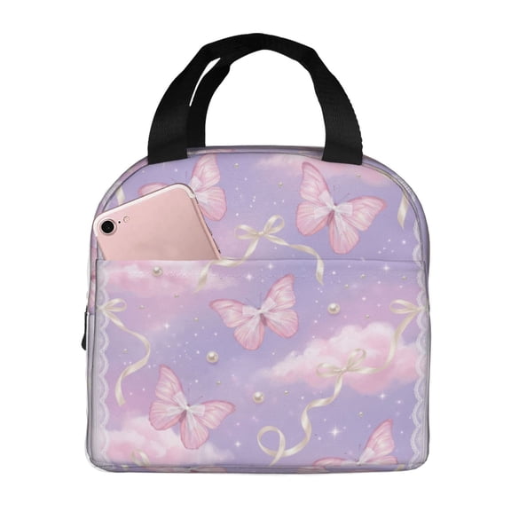 Butterfly Lunch Bag Reusable Insulated Lunch Bag For Women Men Waterproof Tote Lunch Box Thermal Cooler Lunch Tote Bag For Work Office Travel Picnic