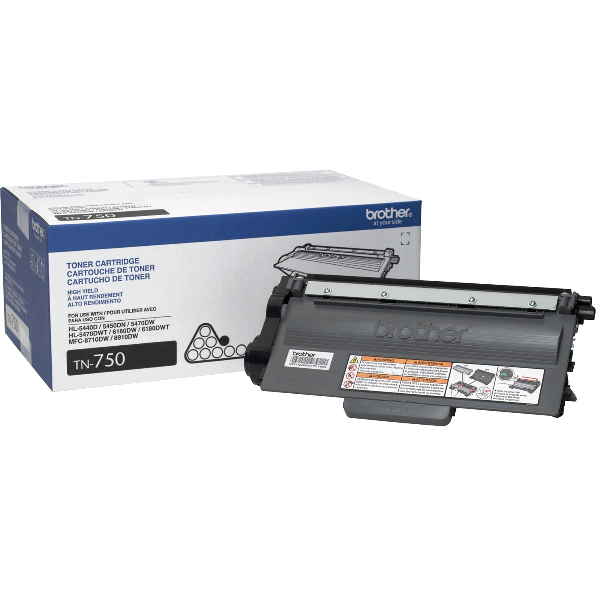 Brother Genuine High Yield Toner Cartridge, TN750, Replacement Black