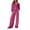 Hot Pink, variant on Female Dressy Pant Suits for a Wedding Brown Womens Velour Tracksuit Two Piece Outfits for Women Long Sleeve Zip Crop Tops Pants Set Outfits for Women Women Sets 2 Piece Outfits