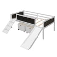 thumbnail image 6 of Furvclv Twin Size Loft Bed, Twin Bed Frame With 2 Storage Boxes, Climbing Frame, Slide, Double-sided Chalkboard, Guardrail Multi-Functional Wood Loft Bed, 6 of 9