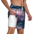 thumbnail image 3 of Goofa lighthouse Waves Torrential Rain Printed Men's Swim Trunks Board Shorts Quick Dry Mens Swimming Trunks with Compression Liner,Breathable Fit Hawaii Beach Shorts-3X-Large, 3 of 9