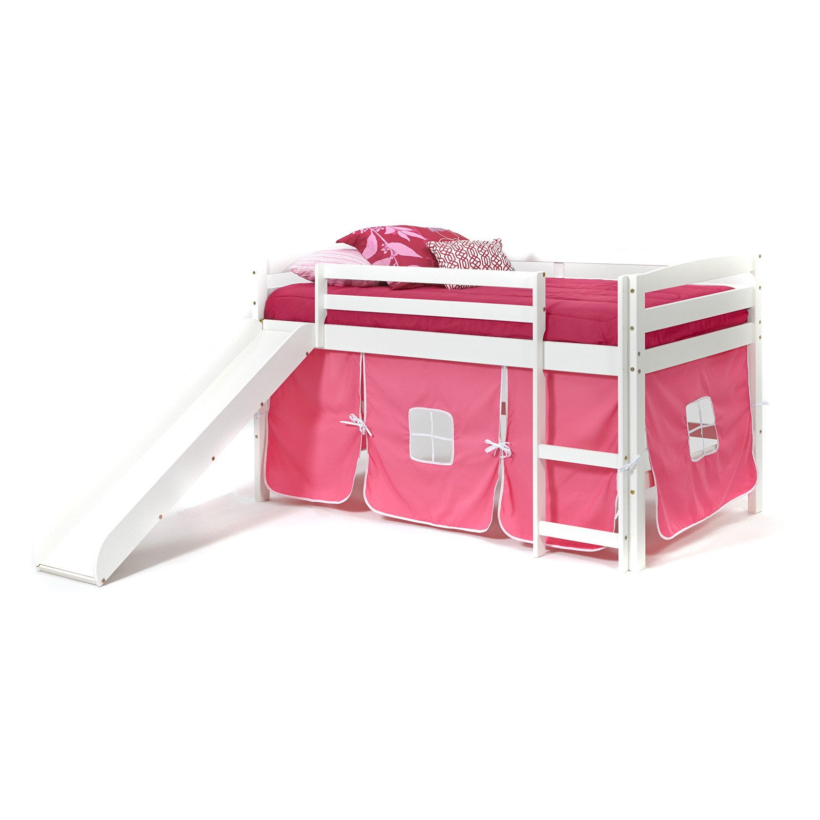 Pine Ridge Tent Twin Loft Bed with Slide White