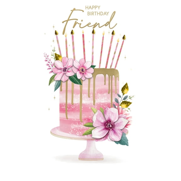 Handmade "Champagne" Greeting Card Friend Birthday Cake