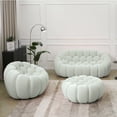 thumbnail image 4 of Sodrens 79.53" Bubble Couch with Single Seat and Ottoman,Modern Upholstered Mesh Fabric Lazy Floor Sofa,3D Honeycomb Shape Bubble Sofa Curved Couch for Living Room,Office,Apartment(Light Gray), 4 of 7
