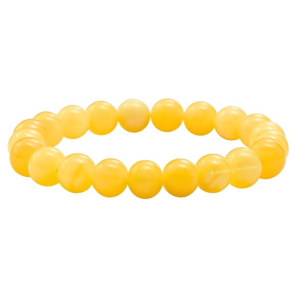 Yellow Calcite Bracelet - 8mm Beaded Stretch Bracelet and Healing Stones