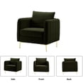 thumbnail image 3 of SZLIZCCC Modern Velvet Accent Chair, Single Sofa Chairs Armchair with Square Arm, Upholstered Accent Chairs for Living Room Green, 3 of 7