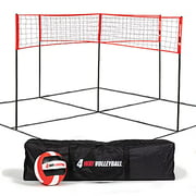 EastPoint Sports 4-Way Volleyball Set, Game for Outdoors, Backyard, Beach, Park, East Set Up, White