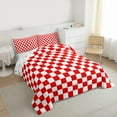 thumbnail image 3 of Homewish Red White Grid 3 Pieces Queen Comforter Set For Kids Children Teens,Geometric Buffalo Ultra Soft Bedding Sets,Minimalist Abstract Bedding Comforter Set,Microfiber Bedroom Decor,Reversible, 3 of 8