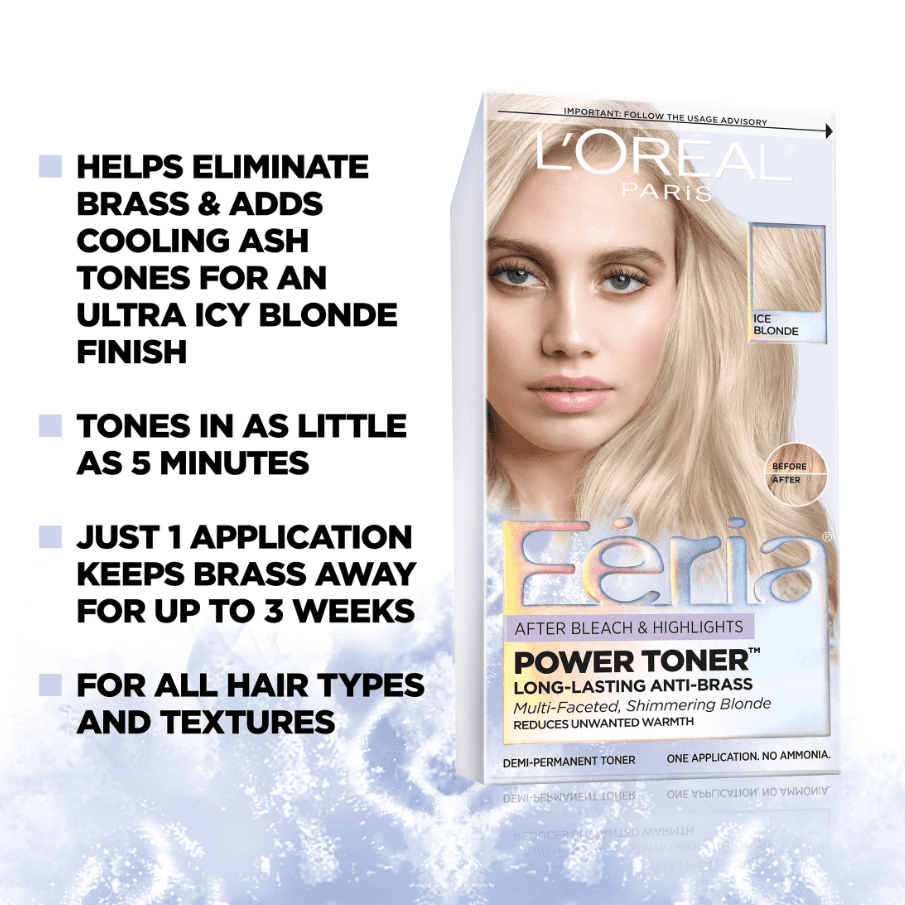 L'Oreal Paris Feria 9P Ice Blonde Permanent Hair Color and Toning Shampoo & Conditioner Set, 6.8 fl oz