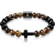 thumbnail image 1 of 2026 Cross Bracelet for Men - Mens Initial Bracelet Tigers Eye Bracelet Black Onyx Natural Stone Beads Beaded Bracelet Christian Bracelet Birthday Fat, 1 of 5