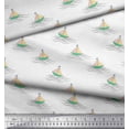 thumbnail image 2 of Soimoi White Heavy Satin Fabric Yacht & Waves Nautical Print Sewing Fabric Yard 54 Inch Wide, 2 of 3