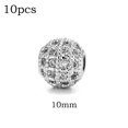 thumbnail image 1 of 10pc Brass Paved Cubic Zircon Metal Beads Bulk Rhinestone Bead Craft 10mm, 1 of 10
