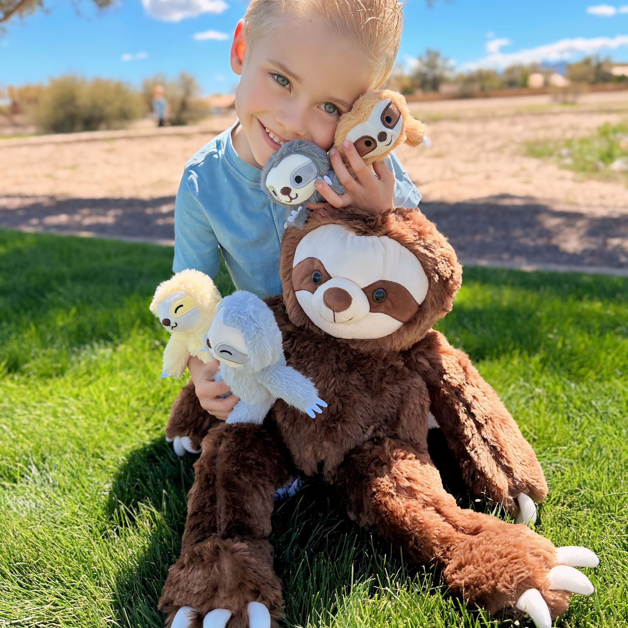 Tezituor 5Pcs Sloth Stuffed Animal 23.6'' Giant Sloth Plush with 4 Babies Plush Toy