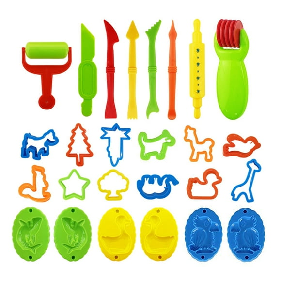 OWSOO 26 Pieces Play Dough Tools Playdough Accessories Set Various Molds Rollers Cutters Educational Gift for Children, Random Color