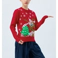 thumbnail image 5 of Family Matching Ugly Christmas Sweater Reindeer Snowflake Print Long Sleeve Crew Neck Knit Holiday Jumper Tops Outfit, 5 of 6