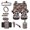 American Tribal Cow Print Brown Black, variant on Renewold Car Seat Cover Set 14 PCS, Steering Wheel Seat Belt Rear View Mirror Gear Shift Knob Center Console Cover Coaster Trash Can for St. Patrick's Day Decor, Frog Leprechaun Hat Green Clover