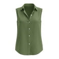 thumbnail image 4 of GZWYHT Women's Sleeveless Button Down Shirts Wrinkle Free Solid Business Casual Blouses for Women Office Work Tops Button Up Office Clothes Green L, 4 of 5