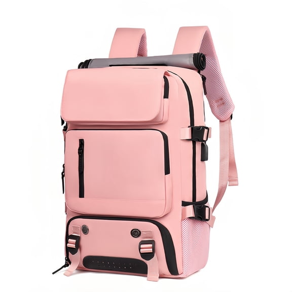 OKG 16 Inch Large Capacity Travel Backpack with Shoe Cabinet & USB Port,  Business Commute Hiking Laptop Daypack, Pink