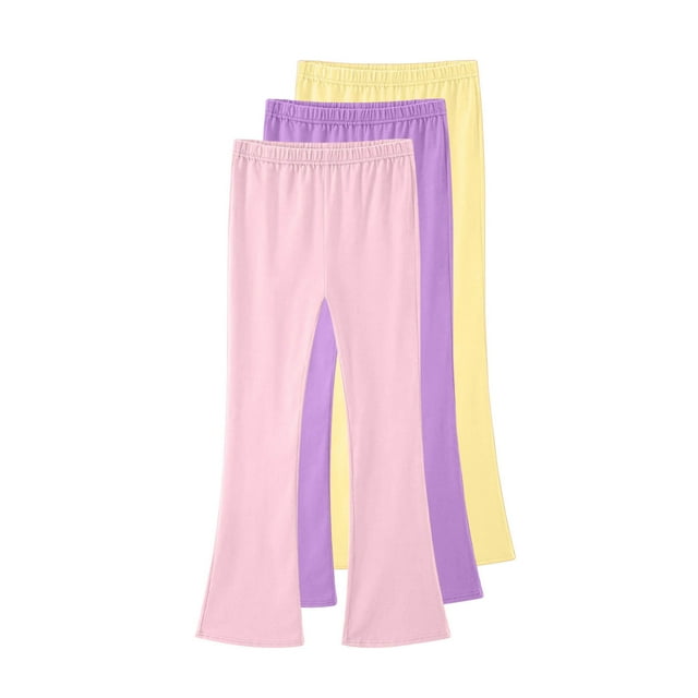 YUNAFFT Girls Flared Pants Elastic Waist Slim Fit Bootcut Leg Solid Color Casual Everyday Outfit