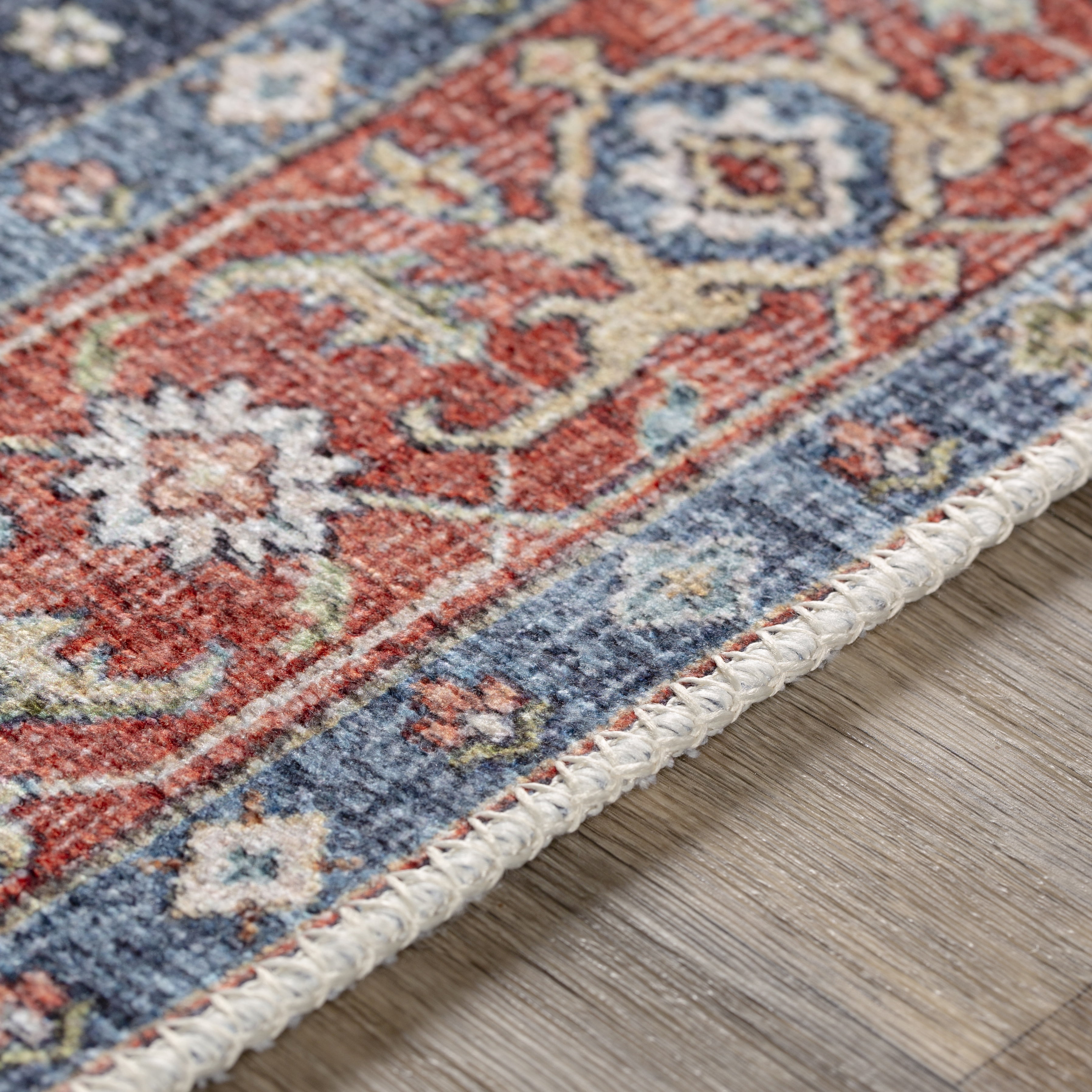 Livabliss Washable Rugs for Living Room, 3x16 Amelie Traditional Blue Runner Area Rug, Bedroom Dining Room Home Decor Stain Resistant Carpet (2'7" x 16' Runner)