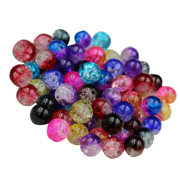 Colorful Crack Glass Beads Set for DIY Jewelry Making 100 Pieces Assorted Color