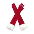 thumbnail image 1 of Visland 1 Paire de Gants Longs en Velours pour Femmes Longueur Coude Gants Rouges Formels avec Garniture en Fausse Fourrure pour Opéra Halloween Cosplay Fête Accessoires de Déguisement, 1 of 8