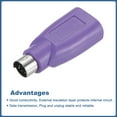 thumbnail image 4 of Uxcell 4Pcs PS/2 a USB, Adaptador PS/2 a USB Macho a USB Hembra Verde, Púrpura, 4 of 7