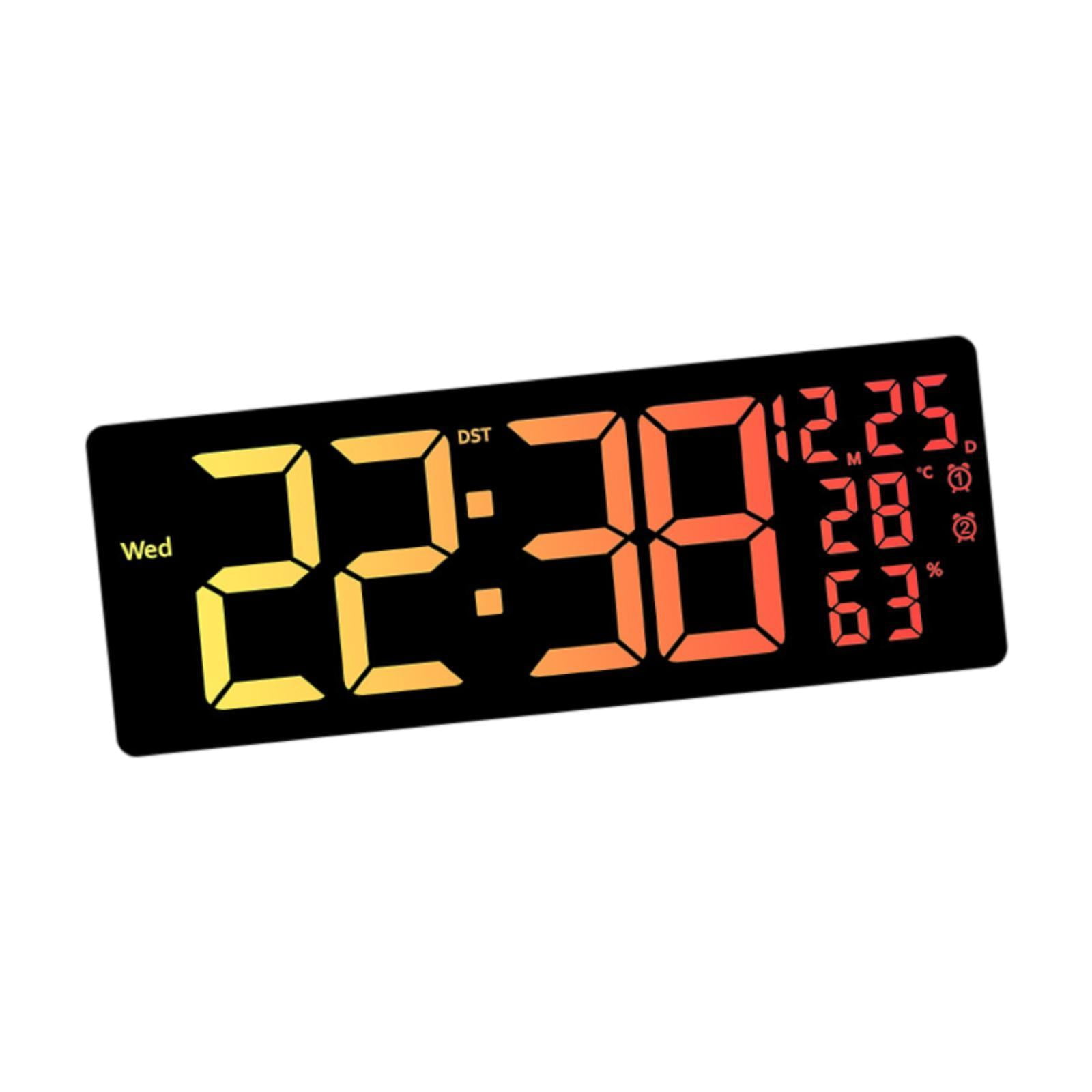 deevoka LED Digital Wall Clock Calendar 12/24H  degreeF/ degreeC Switchable Auto Dimming Date Week