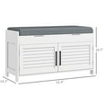 thumbnail image 3 of White Shoe Rack Bench, Entryway With Hidden Storage, Cushion, Adjustable Shelves, Shutter Doors, Supports Up To 352 Lbs For Bedroom Rack, Bench Cushioned Seat, Weight Limit, 3 of 7