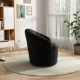 thumbnail image 3 of SEYNAR Modern 360 Degree Swivel Accent Chair Set of 2, Velvet Upholstered Barrel Armchair with Button Tufted Back, Vanity Chair for Living Room(Black), 3 of 13