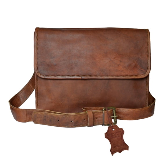 Madosh Sac à Bandoulière en Cuir Véritable pour Hommes Sac Messager Sac à Main Fait Main pour Ordinateur Portable Marron Sac de Bureau