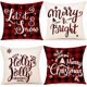 thumbnail image 1 of Fundas de almohada navideñas YONGSHENG juego de 4 18 x 18 pulgadas a cuadros de búfalo negro y rojo, 1 of 5