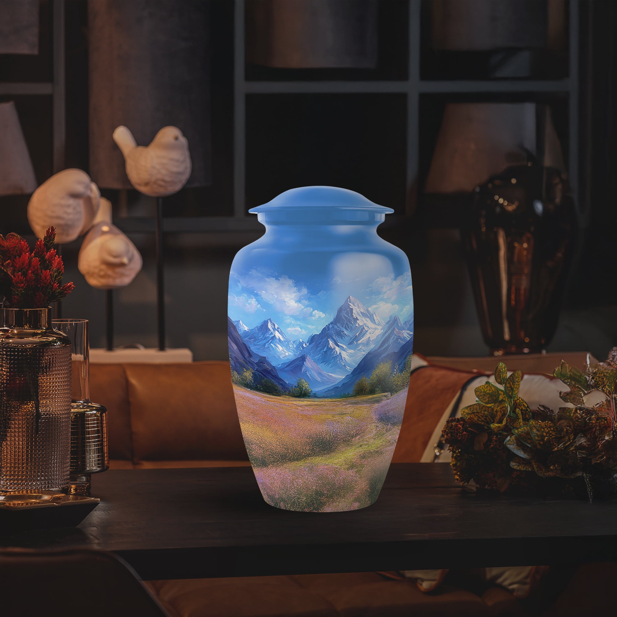 Yatskia Mountains Small Urns for Human Ashes Keepsake Adult, Decorative Large Funeral Urn for Adult Ashes, (Classic 10 Inch and 3 Inch)