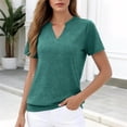 thumbnail image 4 of KIHOUT Women's Casual Notched V-Neck Short Sleeve T-Shirt Relaxed Fit Cotton-Like Everyday Summer Top, 4 of 8