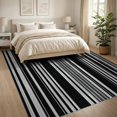 thumbnail image 3 of ODIKA 8'x10' Washable Area Rug Corridor Rectangular Minimalist Parallel Bands Contrasting Striped for Dining Room, Large Office, Lounge, Non-Slip Chair-Friendly Mat, 3 of 7