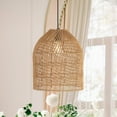 thumbnail image 5 of JONATHAN Y Koda 13" 1-Light Farmhouse Coastal Bohemian Rattan 180" Cord Plug-In or Hardwired LED Pendant, Brown, 5 of 10