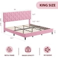 thumbnail image 2 of Pink King Bed Frame with Upholstered Headboard, Heavy-Duty Platform Bed Frame with Strong Wood Slats, No Box Spring Needed/Noise Free/Easy Assembly, 2 of 6