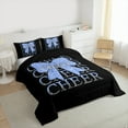 thumbnail image 3 of Manfei Kawaii Blue Bow 3 Pieces Queen Comforter Set for Teens Children Girls,Bling Glitter Ultra Soft Bedding Sets,Girly Dreamy Dance Bedding Comforter Set,Luxury Bedroom Decor,Reversible, 3 of 8