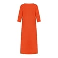 thumbnail image 4 of Pntutb Womens Dresses Fashion Round Neck Loose Short Sleeve Solid Mid-Calf Dress Long Dress Orange XXXXL, 4 of 6