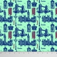 thumbnail image 1 of Soimoi London Theme Architectural Print 180 GSM 2-Way Stretch 60 Inches Wide Velvet Fabric By The Yard - Green, 1 of 1