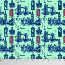 Soimoi Architectural Printed By The Yard Dressmaking 55 GSM Viscose Chiffon Fabric 42 Inches Wide-Green