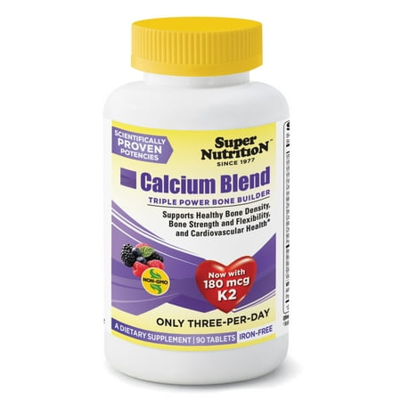 SuperNutrition Calcium Blend Iron-Free Tablets, Berry, 90 Ct