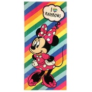 Minnie Mouse Love Rainbows Beach Towel
