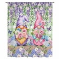 thumbnail image 2 of Blue Purple Gnomes Sheer Curtains 63 Inches Long, Spring Hydrangea Flower Leaf Green Plaid Light Filering Curtains, Breathable Simi Curtain Privacy Drapes for Living Room Bedroom Window Treatment, 2 of 9